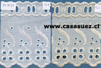 Broderie TB-0557 (TD0021)
10.5cms. Ancho
Pza: 13.80mts